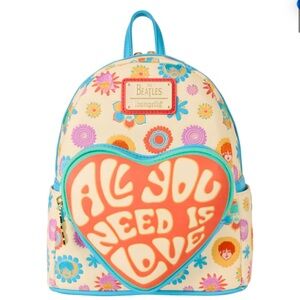 Loungefly Cream and Blue Mini Backpack Retro Design